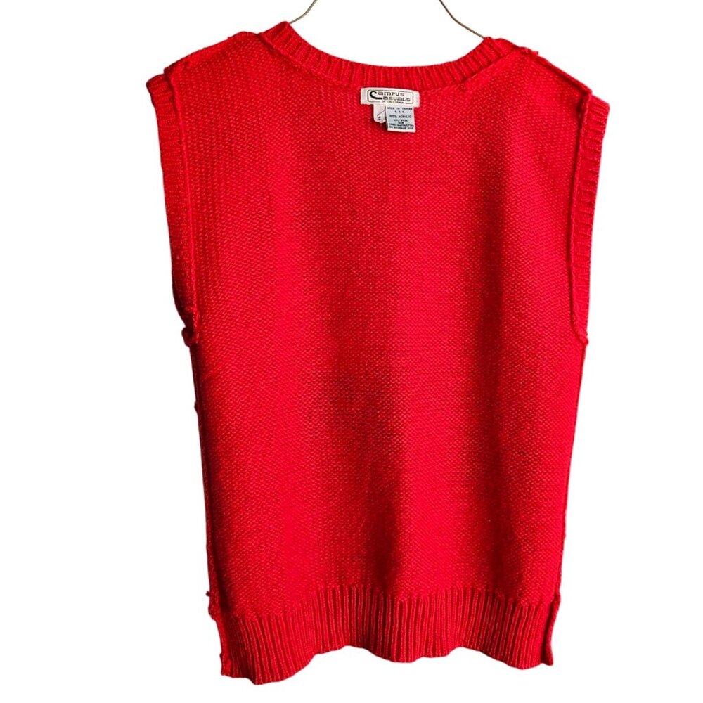Vintage Scottie Knit Vest 1980s Red Black White Novelty Sweater Campus Casuals - Picture 16 of 16